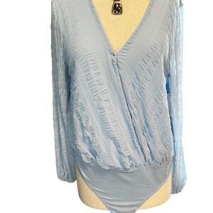 SO ||   Sky Blue body suit. Shear with longing NWT